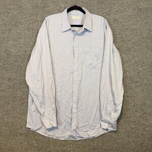 Enro Shirt Mens‎ 17.5 Tall Blue Button Up Long Sleeve Non-Iron Dress Shirt